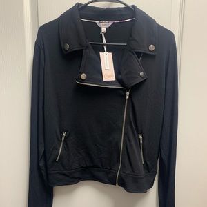 Juniors' Candie's Black Knit Moto Jacket.